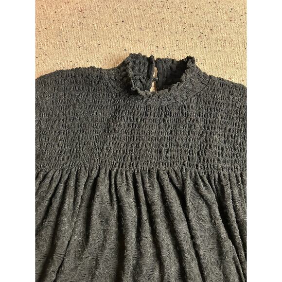 Deletta Anthropologie Black Lace Mock Neck Blouse Large Sheer Goth Fairy Witchy - Picture 4 of 9